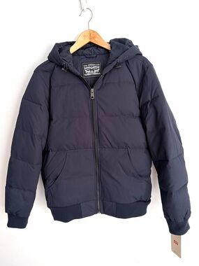Levi’s Hooded Quilted Puffer Jacket – Navy – Bomber Style – Size S - NWT
